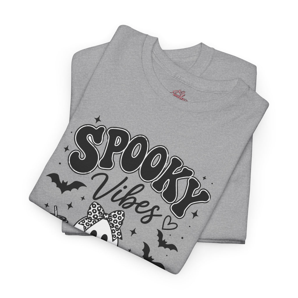Spooky Vibes Tee — Cute Ghost & Pumpkin Halloween T‑Shirt