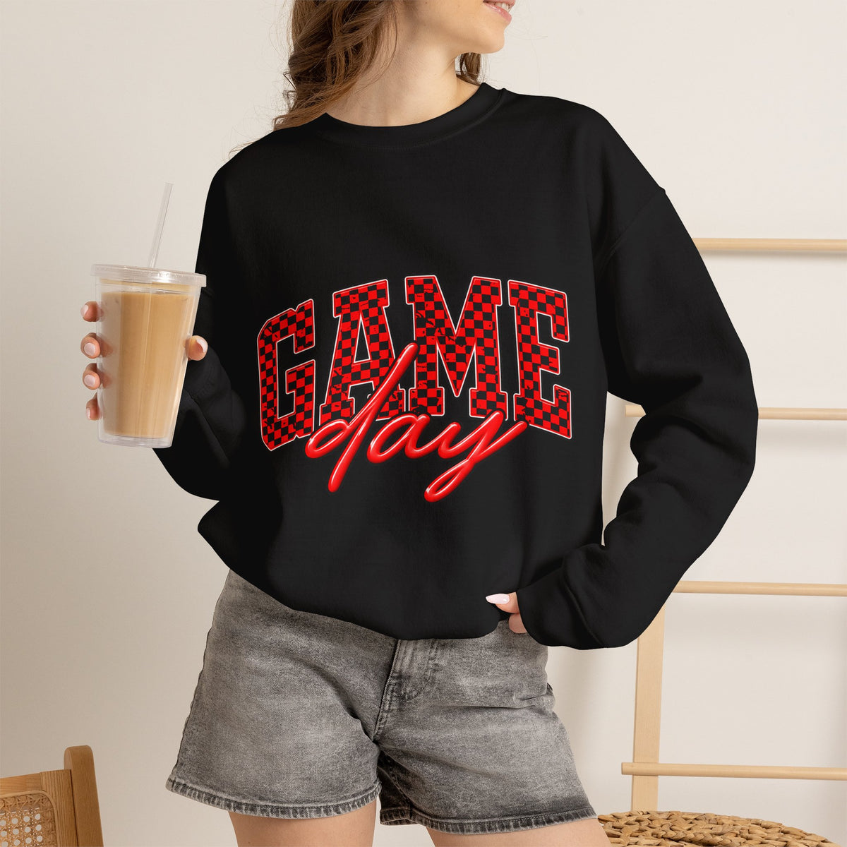 Game Day Crewneck Sweatshirt — Marquee Lettering Sports Pullover