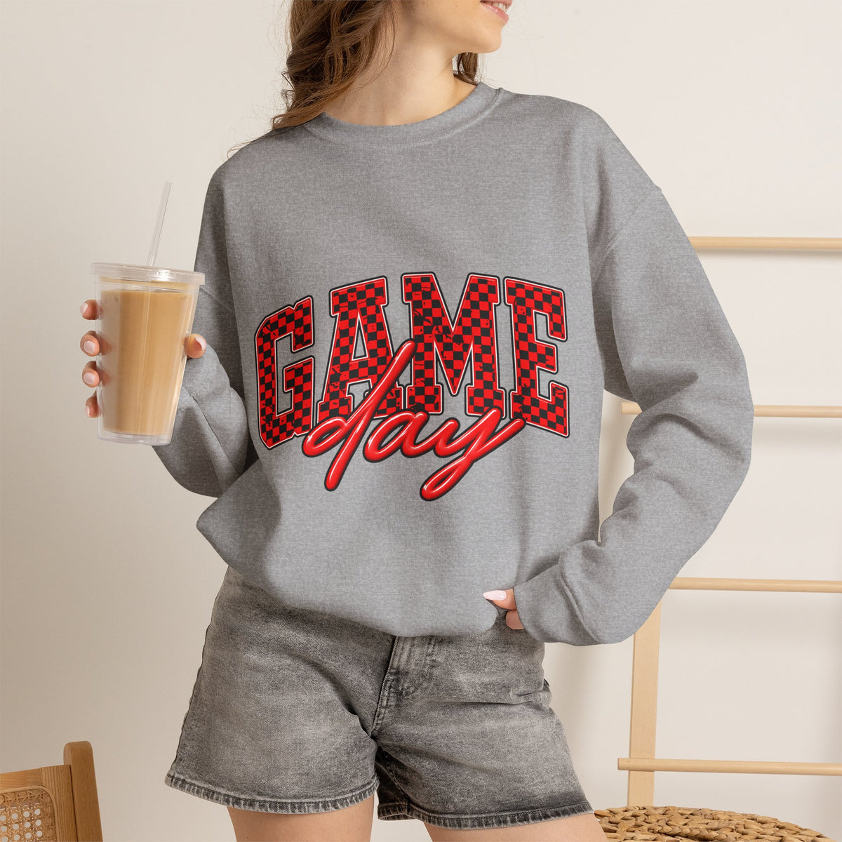 Game Day Crewneck Sweatshirt — Marquee Lettering Sports Pullover