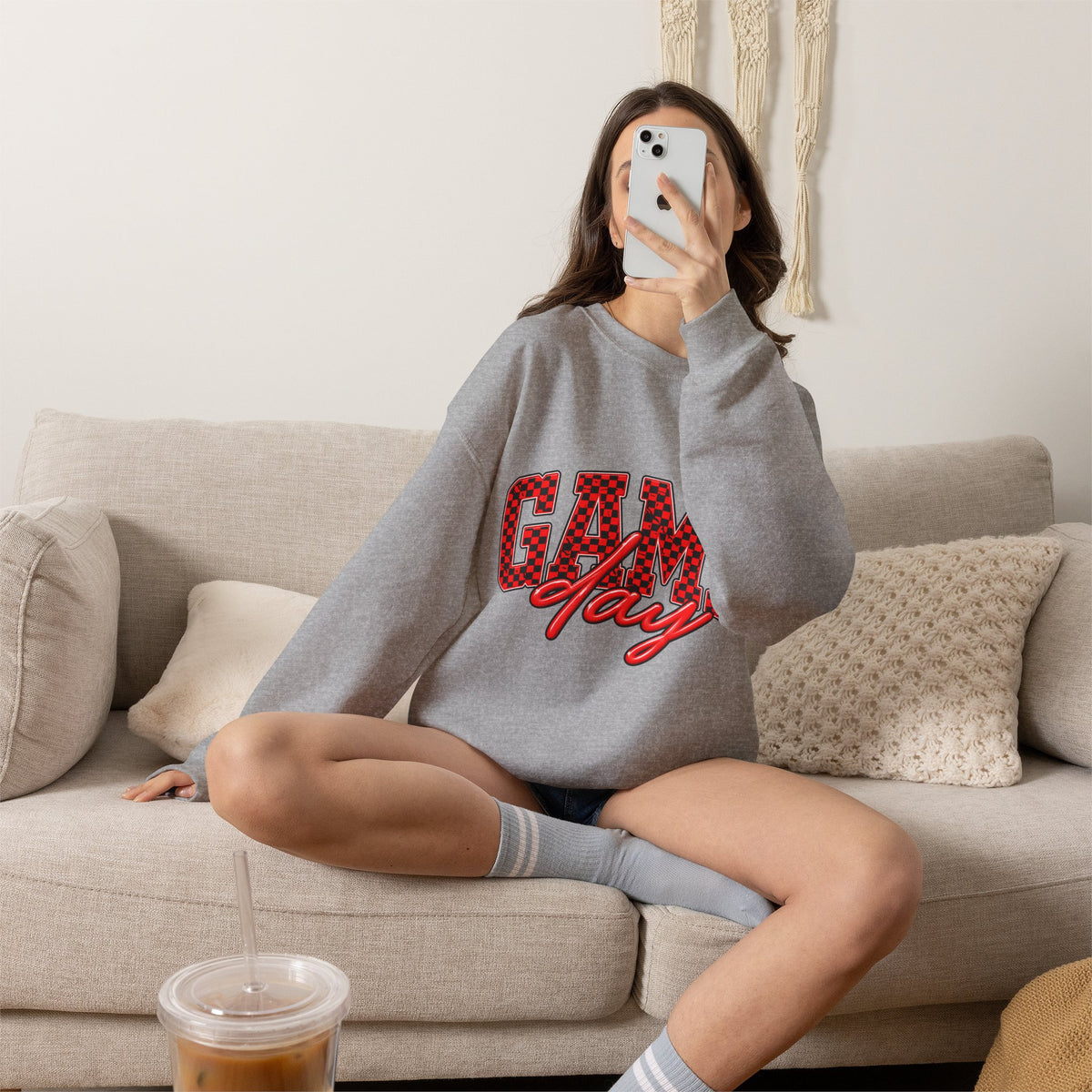Game Day Crewneck Sweatshirt — Marquee Lettering Sports Pullover