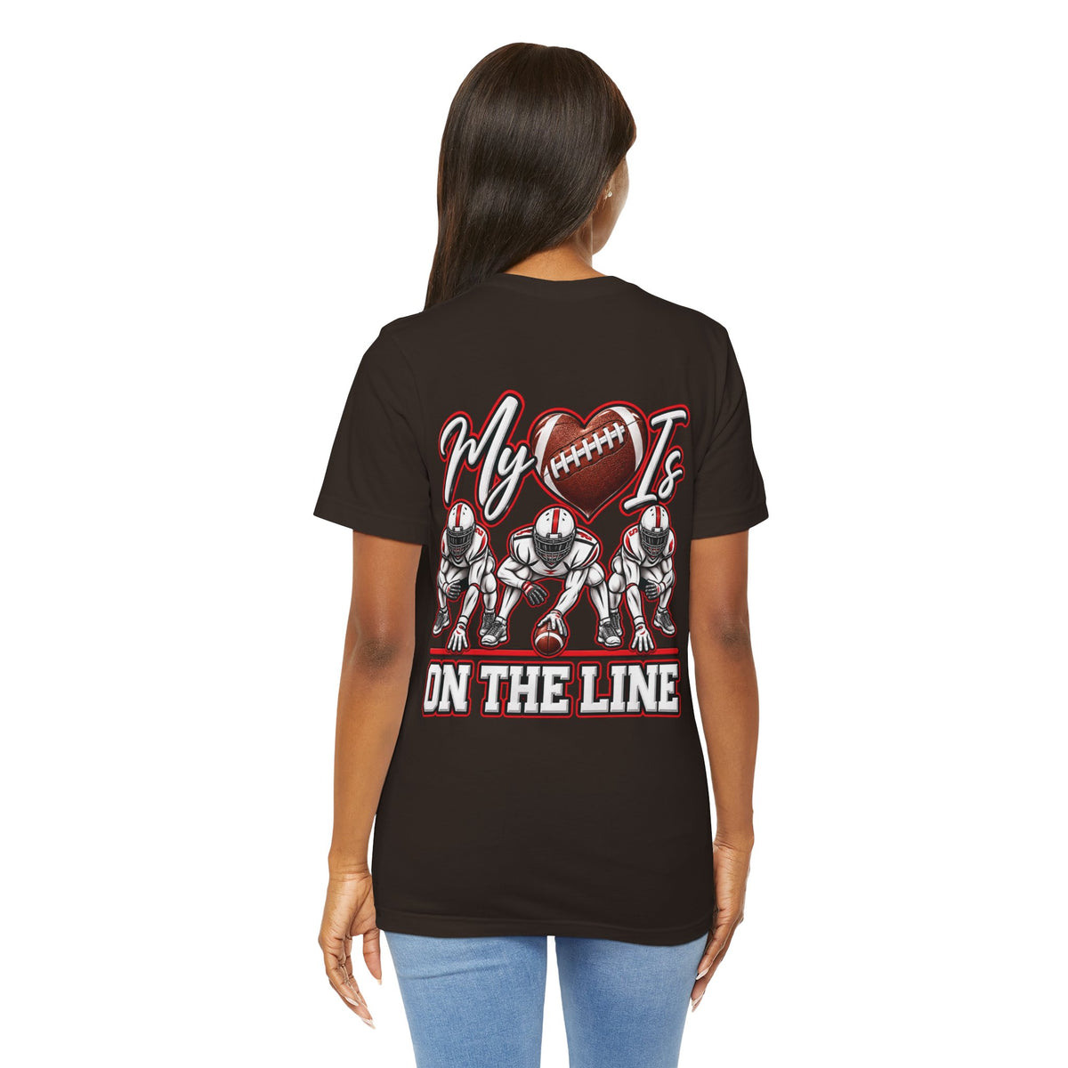 Football Mom T-Shirt — "My Heart Is On The Line" Graphic Tee for Game Day