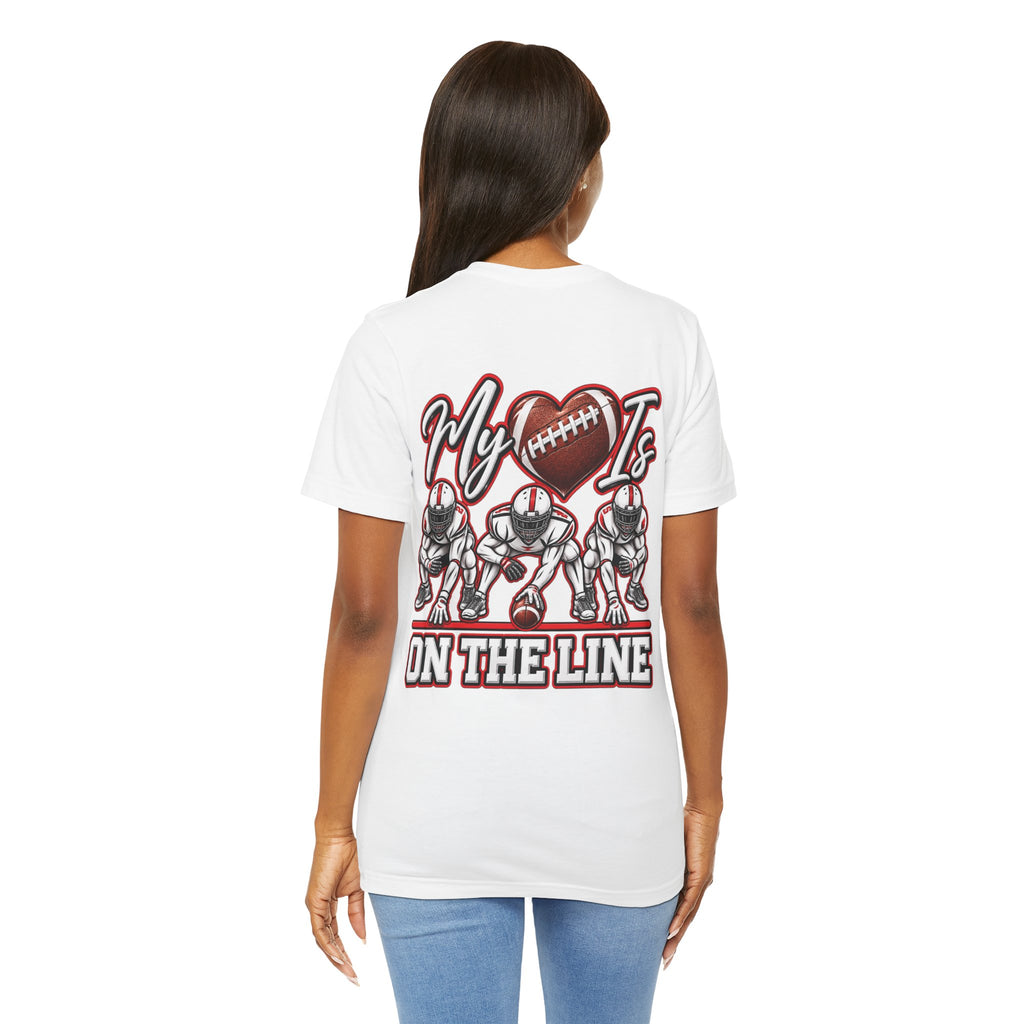 Football Mom T-Shirt — "My Heart Is On The Line" Graphic Tee for Game Day