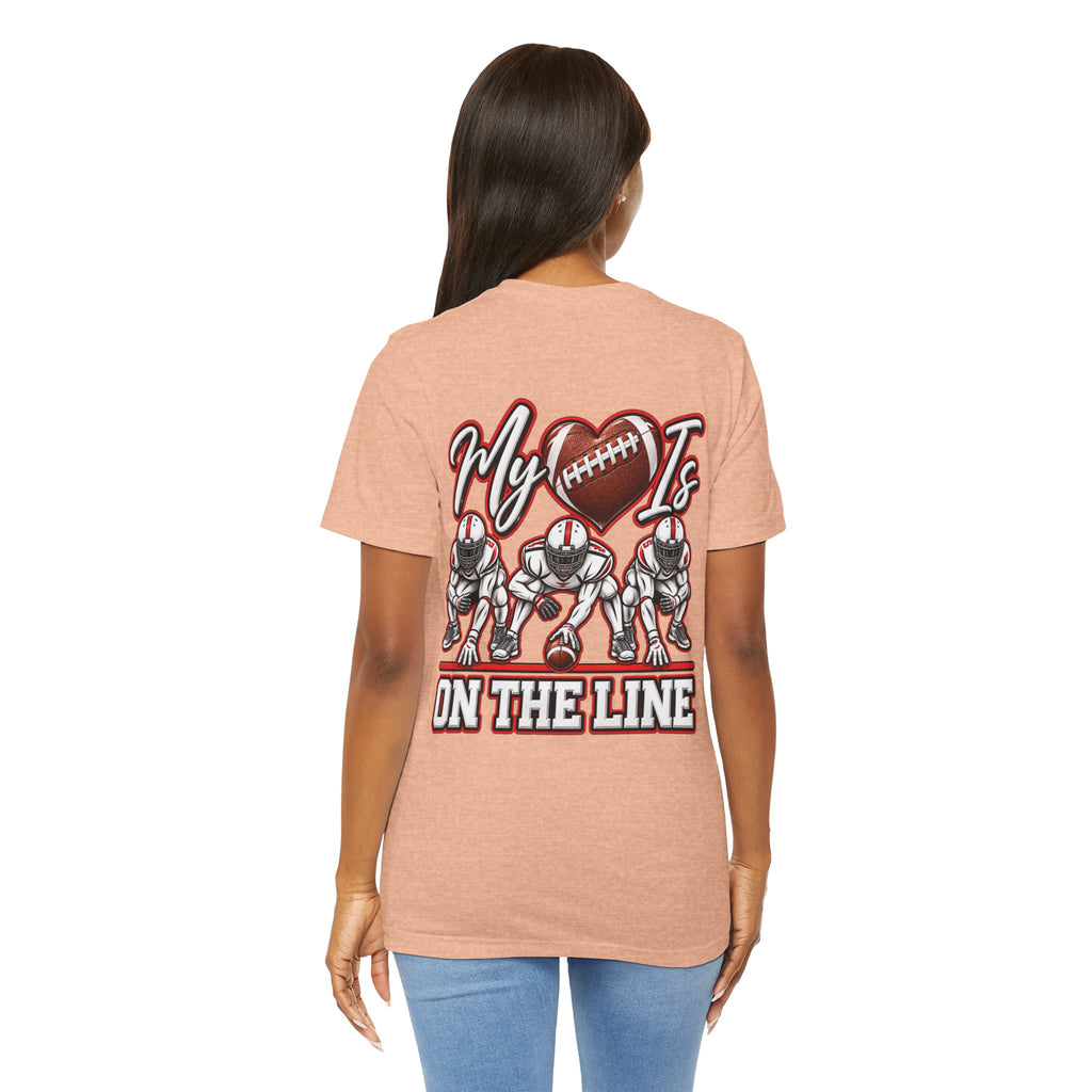 Football Mom T-Shirt — "My Heart Is On The Line" Graphic Tee for Game Day