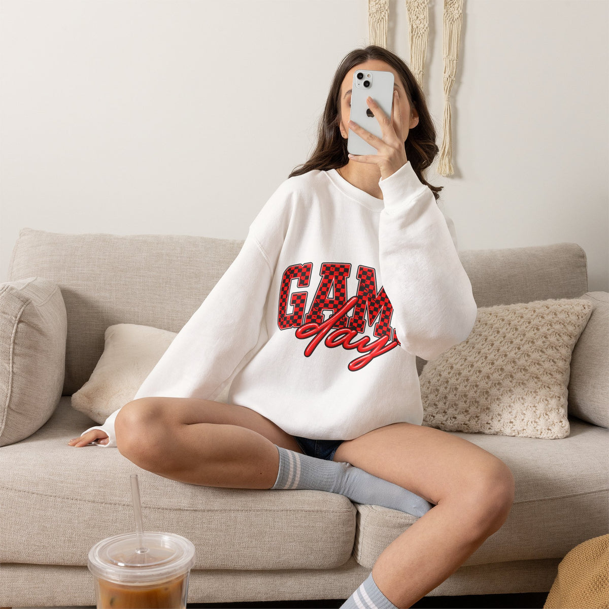 Game Day Crewneck Sweatshirt — Marquee Lettering Sports Pullover