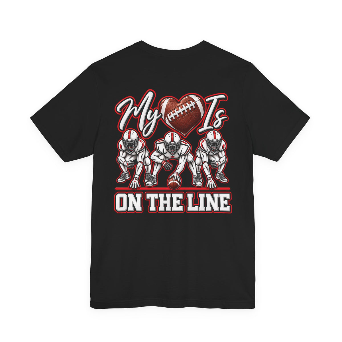 Football Mom T-Shirt — "My Heart Is On The Line" Graphic Tee for Game Day