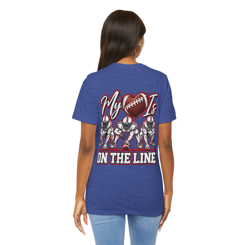 Football Mom T-Shirt — "My Heart Is On The Line" Graphic Tee for Game Day