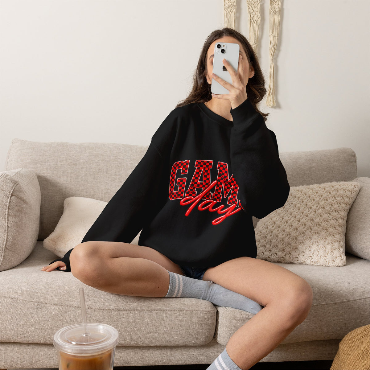 Game Day Crewneck Sweatshirt — Marquee Lettering Sports Pullover
