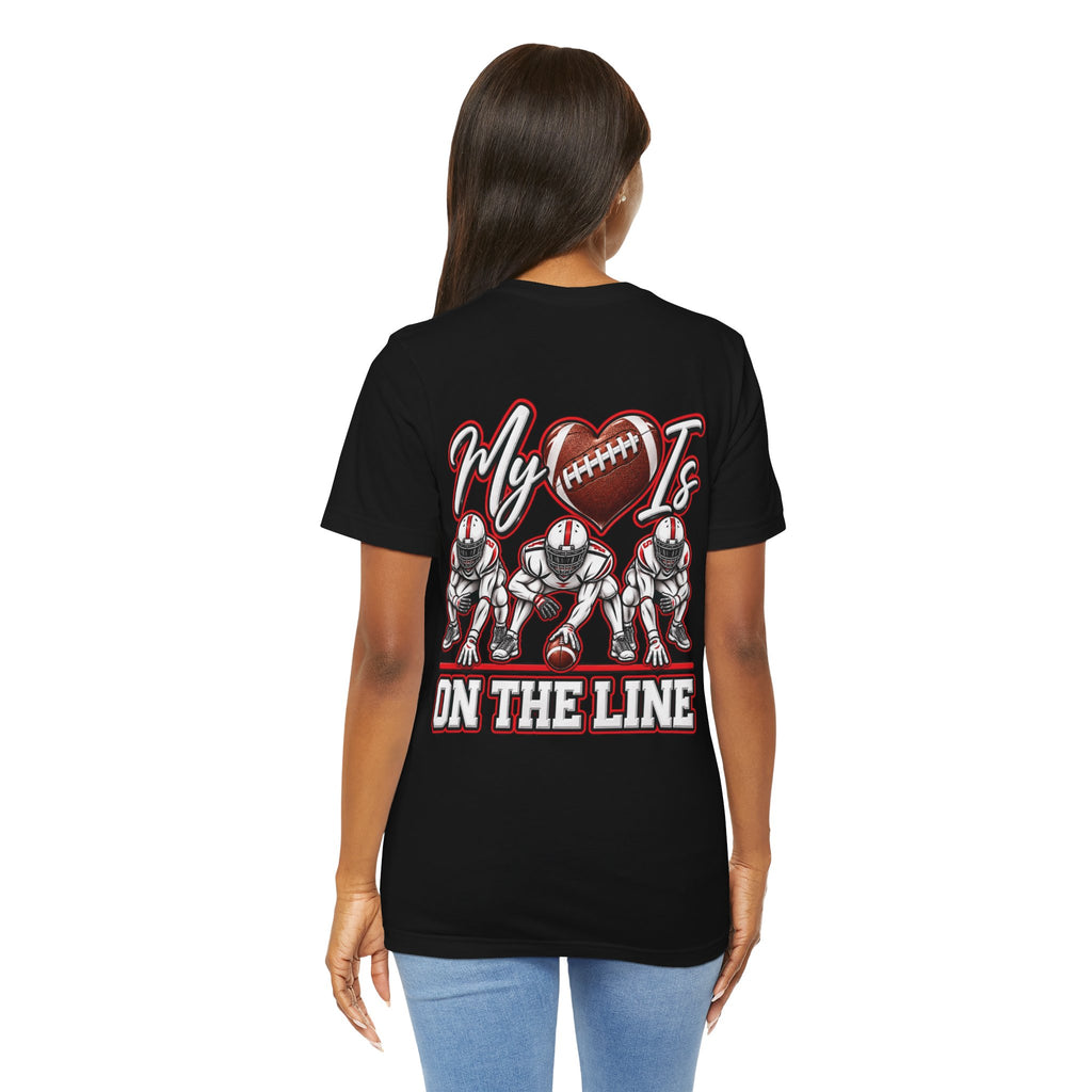 Football Mom T-Shirt — "My Heart Is On The Line" Graphic Tee for Game Day