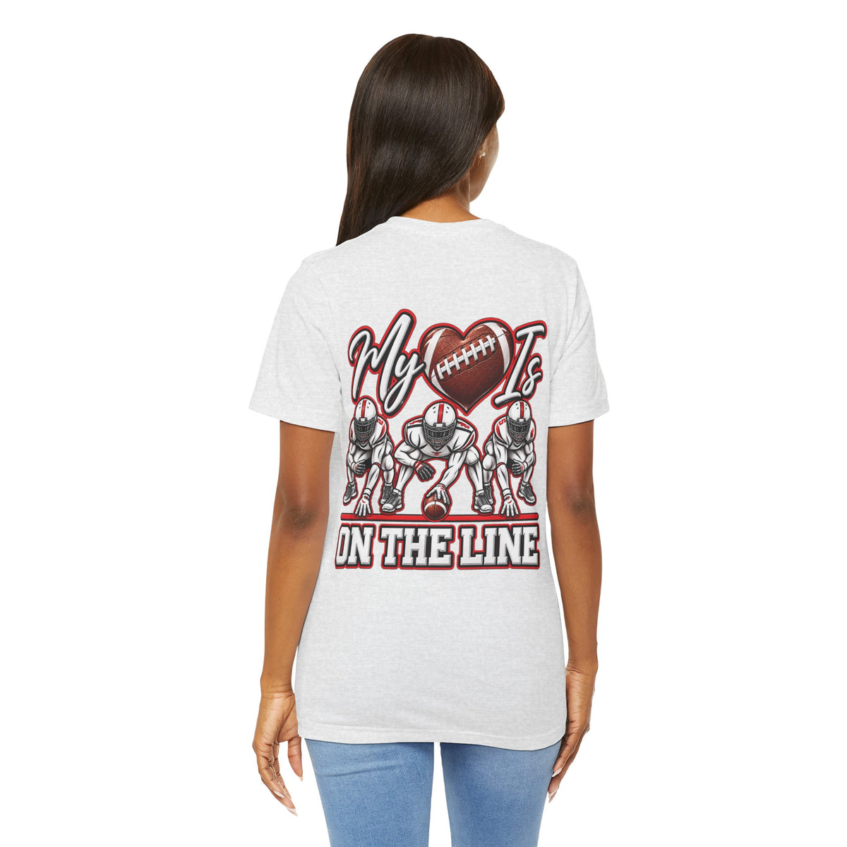 Football Mom T-Shirt — "My Heart Is On The Line" Graphic Tee for Game Day