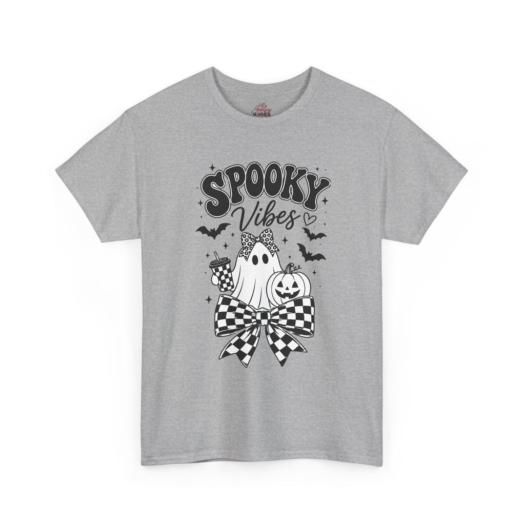 Spooky Vibes Tee — Cute Ghost & Pumpkin Halloween T‑Shirt
