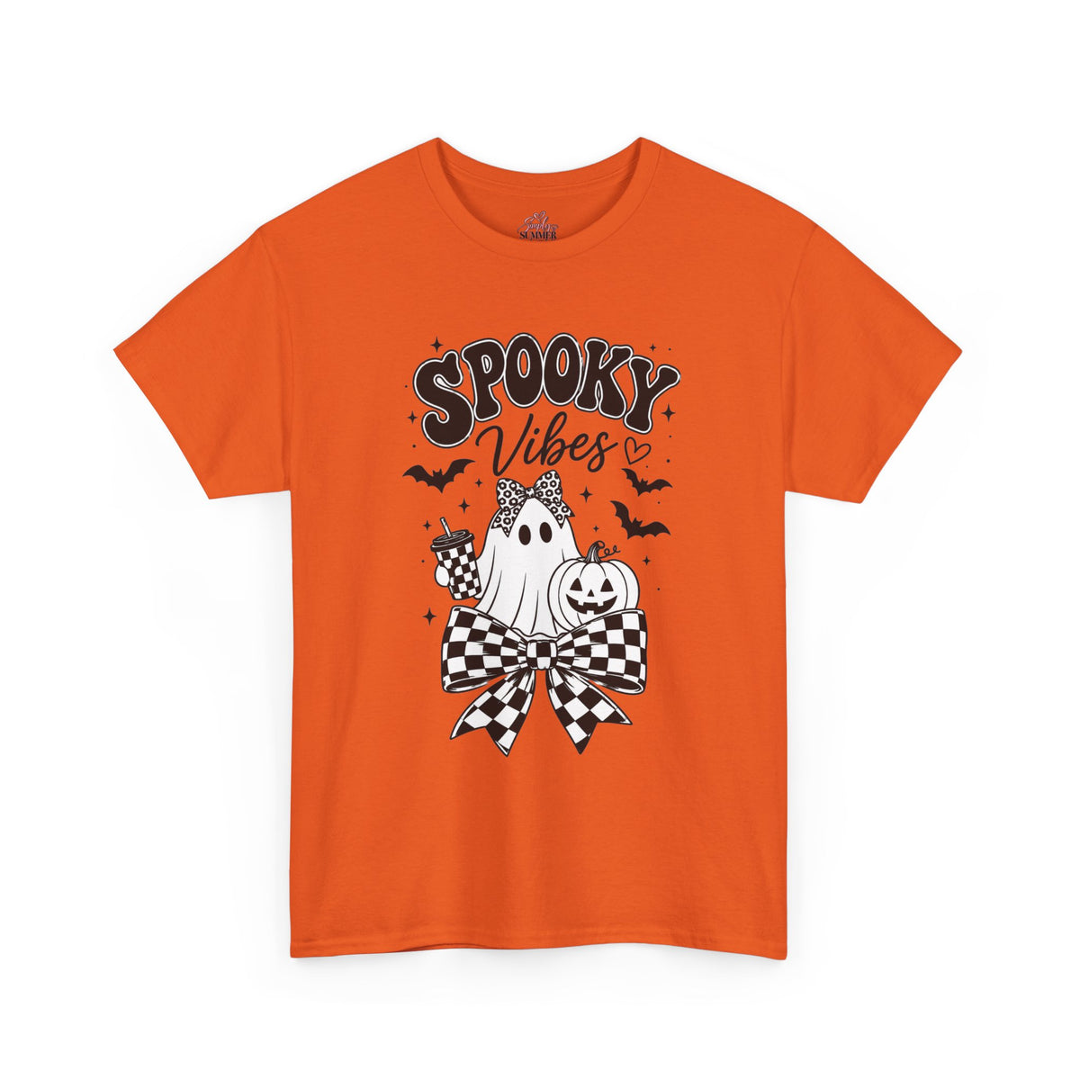 Spooky Vibes Tee — Cute Ghost & Pumpkin Halloween T‑Shirt