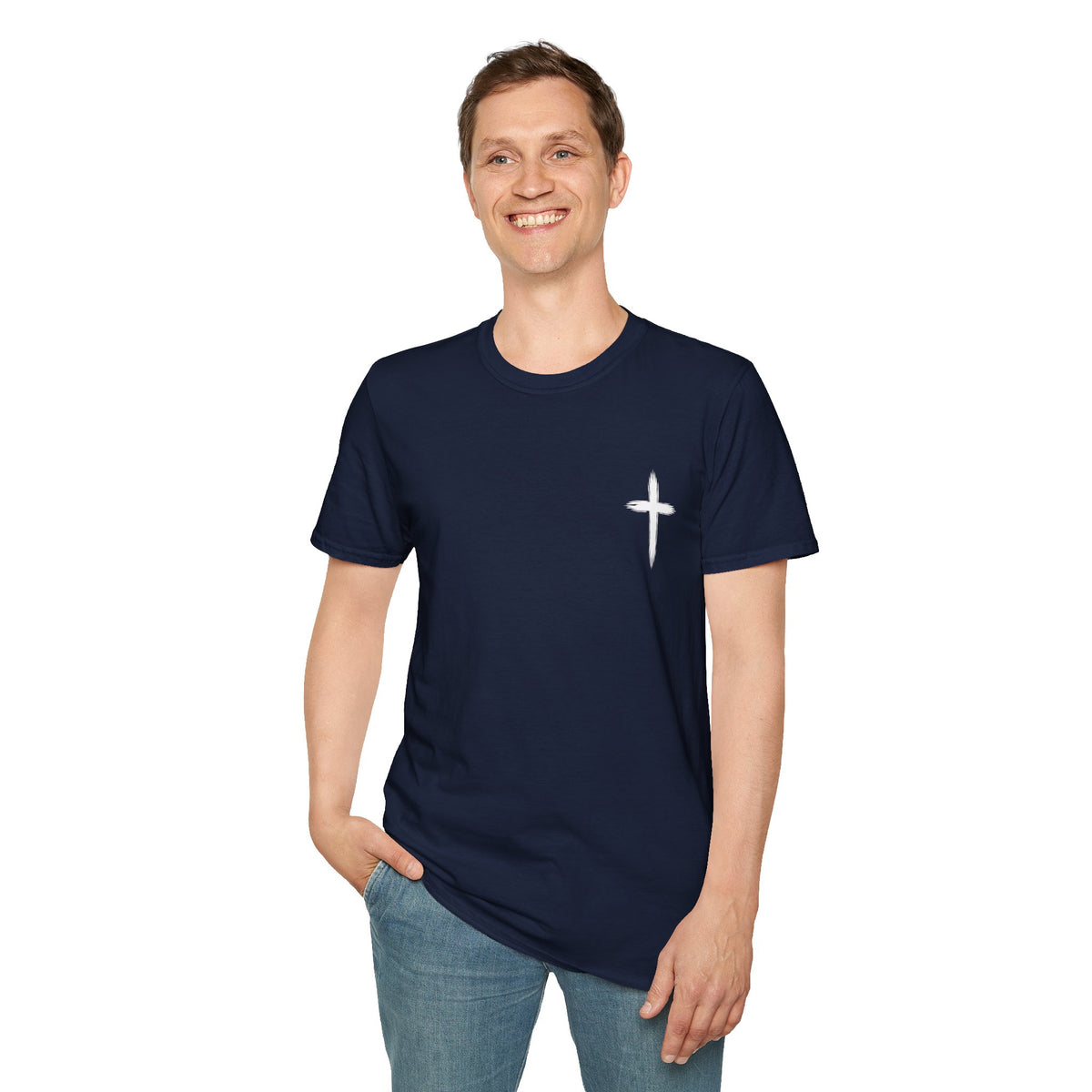 Christian Cross Pocket T-Shirt — Minimal Faith Graphic Tee