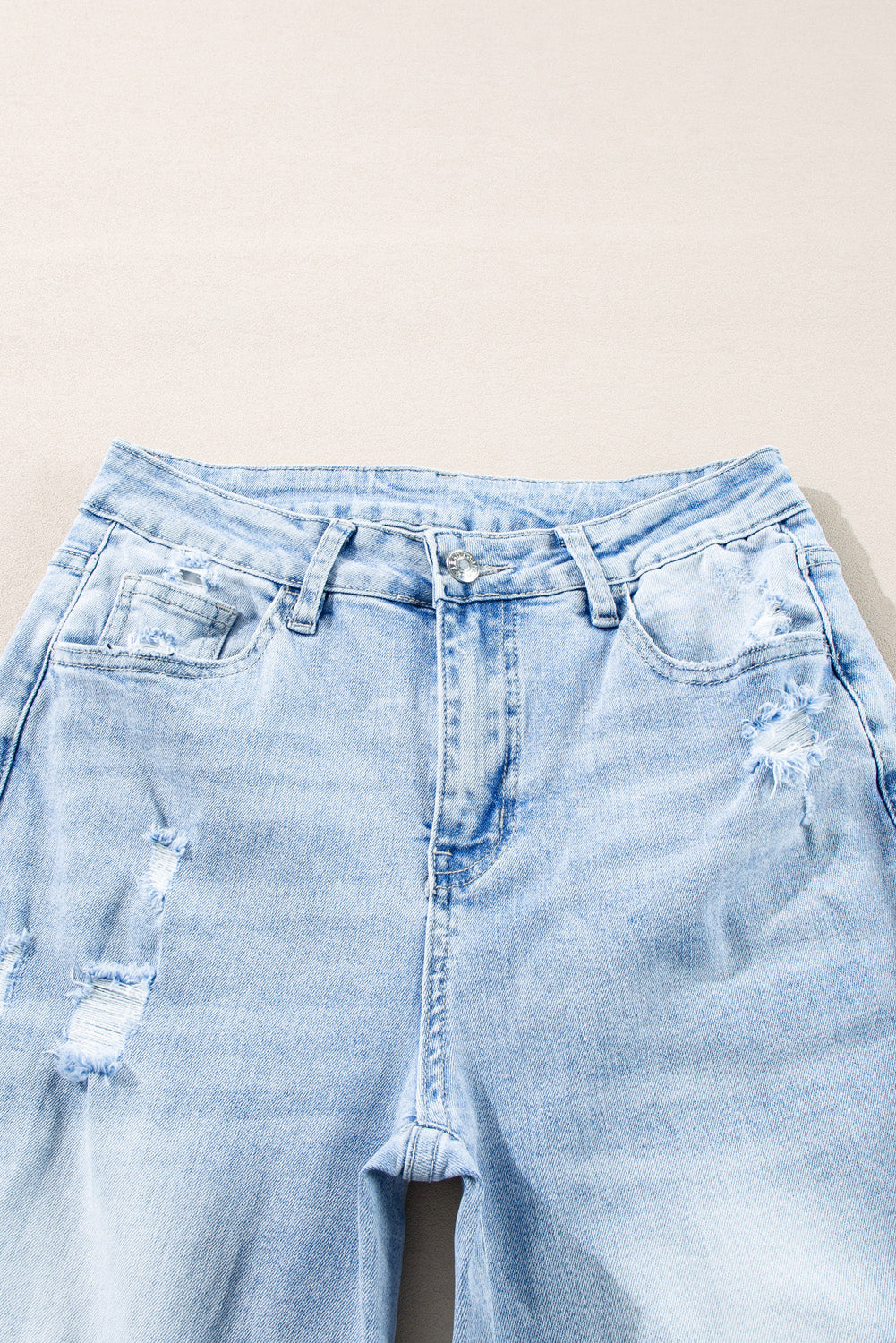 Beau Blue Light Wash Distressed Straight Jeans