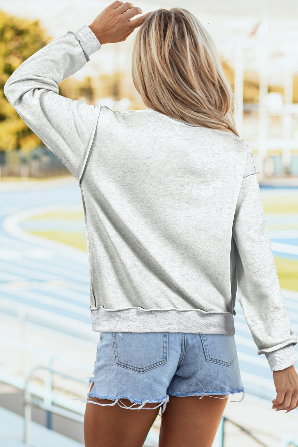 Light Grey WWJD Graphic Mock Neck Oversized Sweatshirt