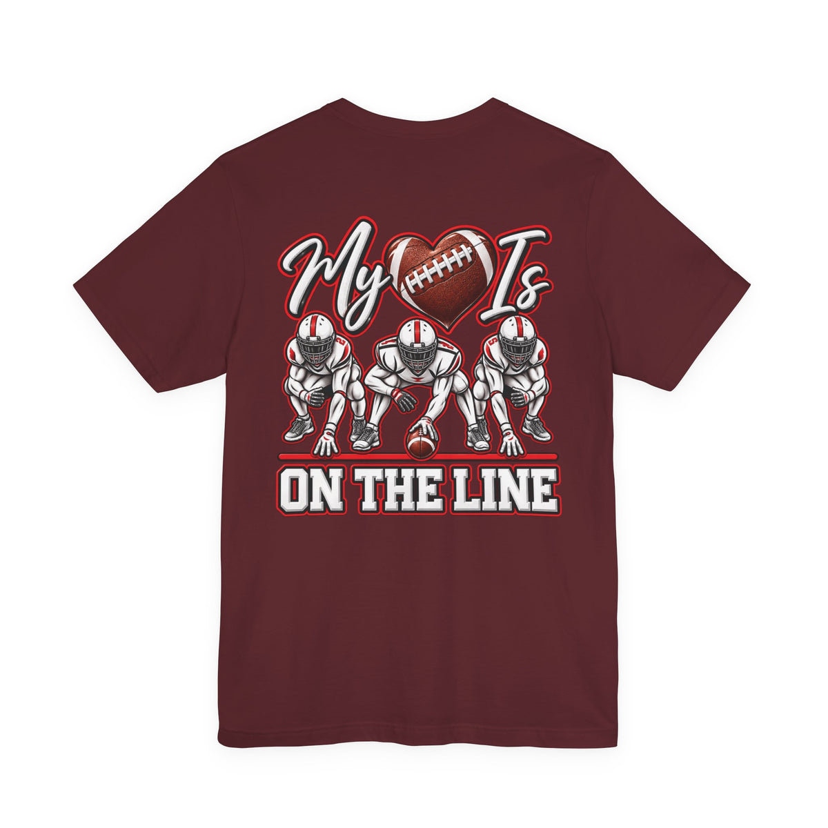 Football Mom T-Shirt — "My Heart Is On The Line" Graphic Tee for Game Day