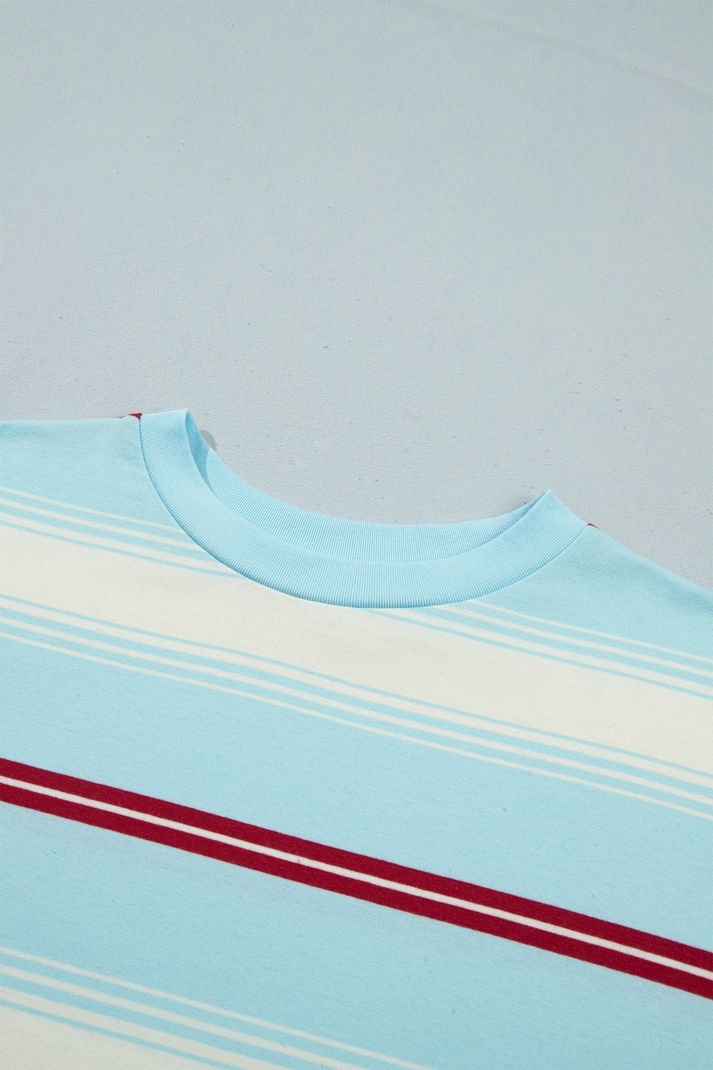 Sky Blue Stripe Casual Striped Patchwork Long Sleeve Loose Pullover Top