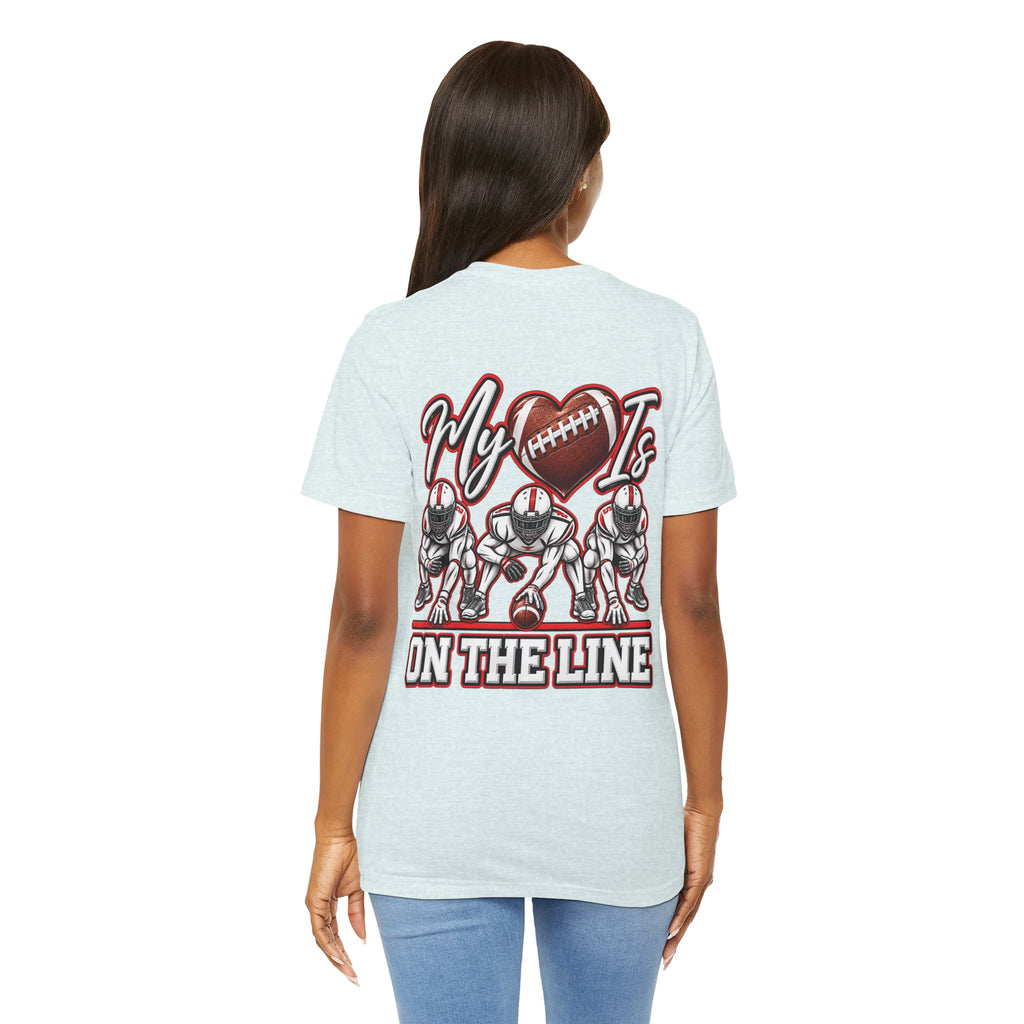 Football Mom T-Shirt — "My Heart Is On The Line" Graphic Tee for Game Day