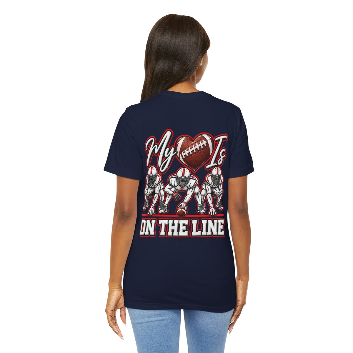 Football Mom T-Shirt — "My Heart Is On The Line" Graphic Tee for Game Day