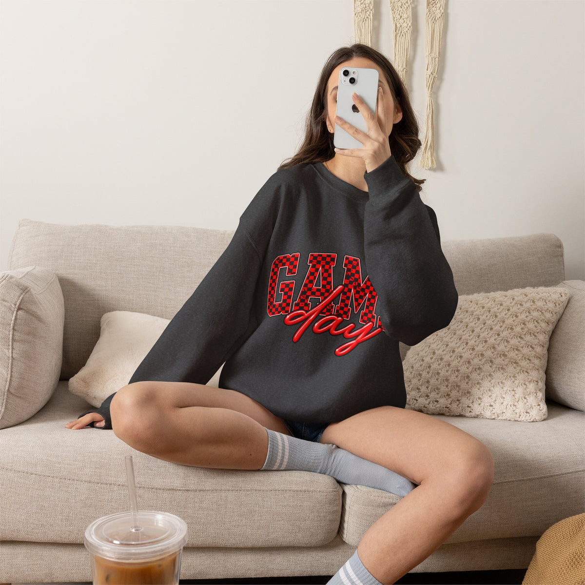 Game Day Crewneck Sweatshirt — Marquee Lettering Sports Pullover
