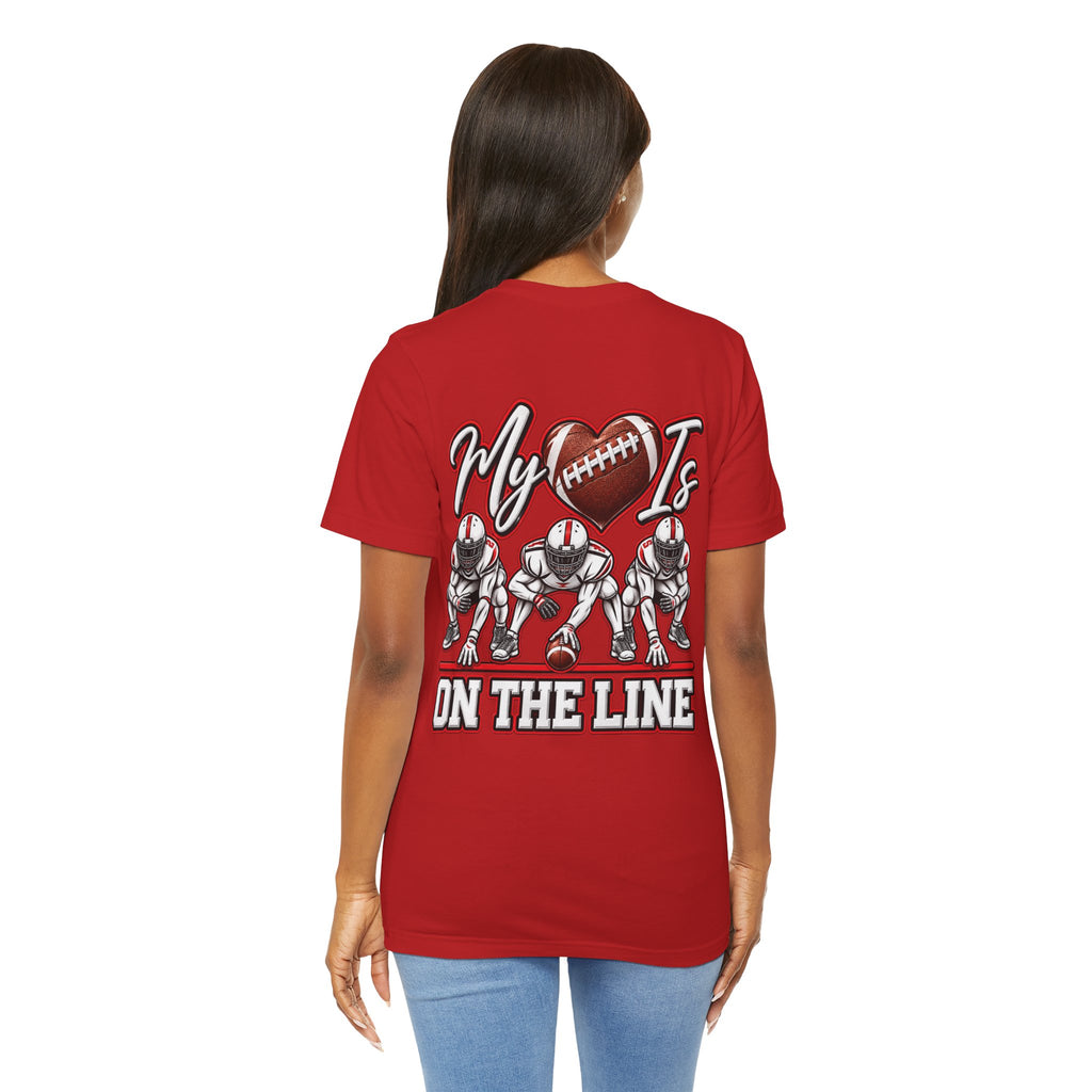 Football Mom T-Shirt — "My Heart Is On The Line" Graphic Tee for Game Day