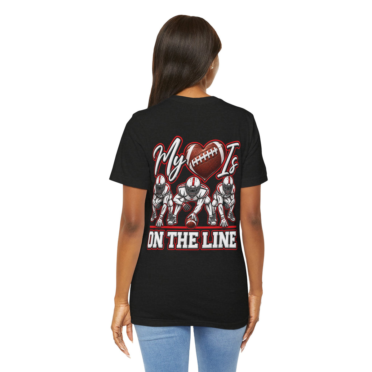 Football Mom T-Shirt — "My Heart Is On The Line" Graphic Tee for Game Day