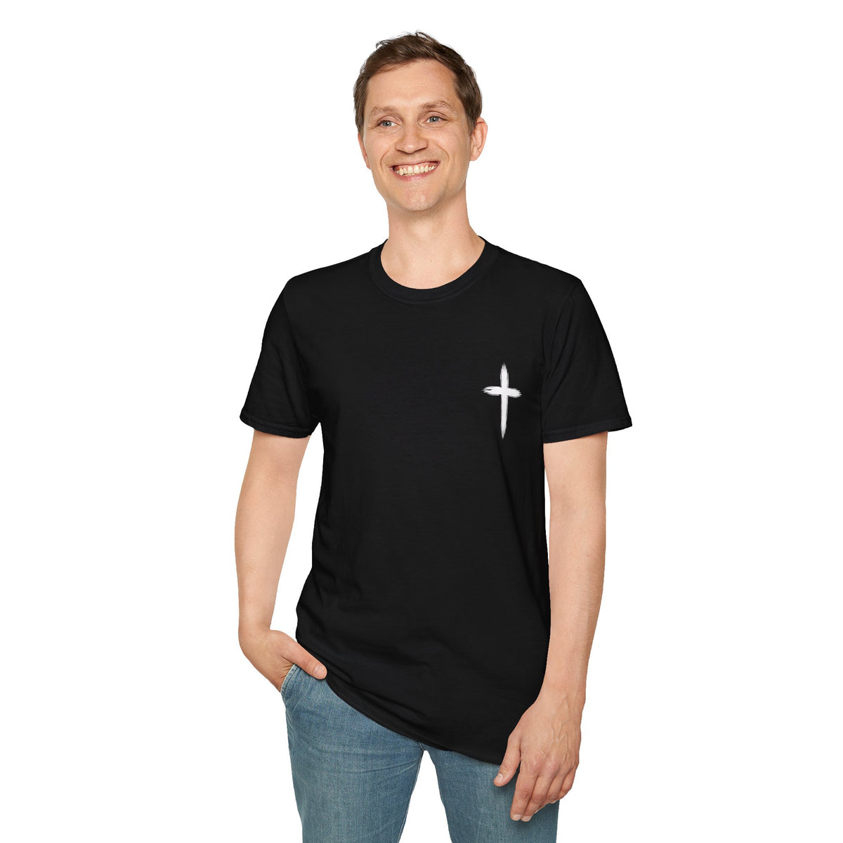 Christian Cross Pocket T-Shirt — Minimal Faith Graphic Tee