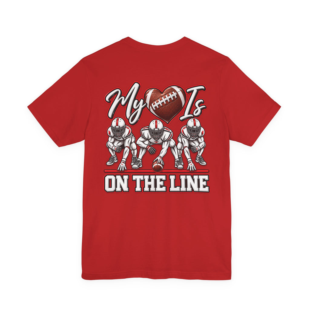 Football Mom T-Shirt — "My Heart Is On The Line" Graphic Tee for Game Day