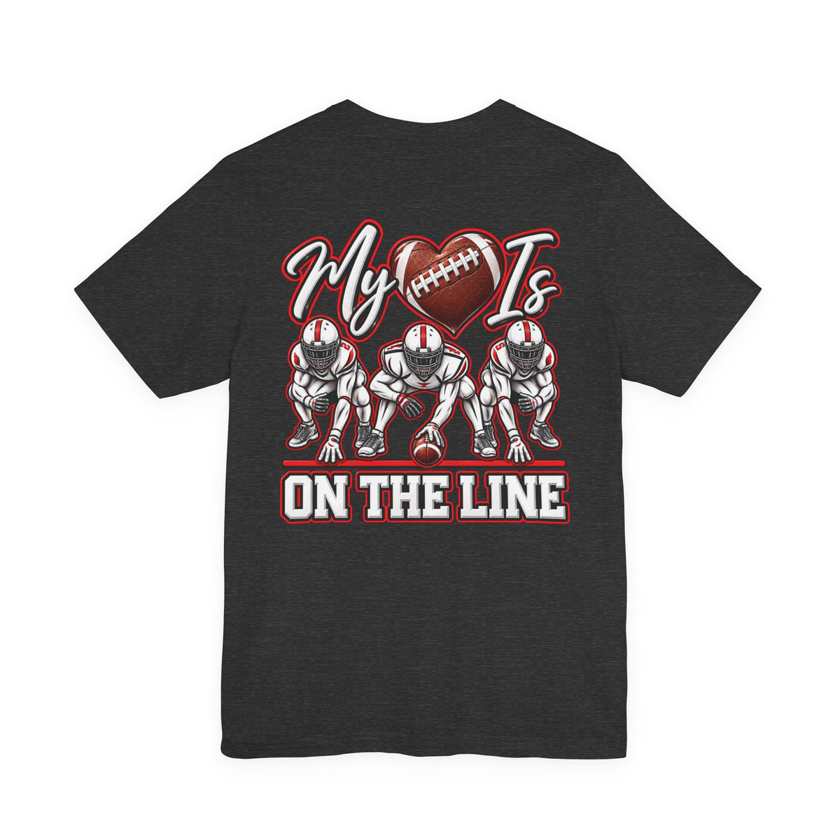 Football Mom T-Shirt — "My Heart Is On The Line" Graphic Tee for Game Day