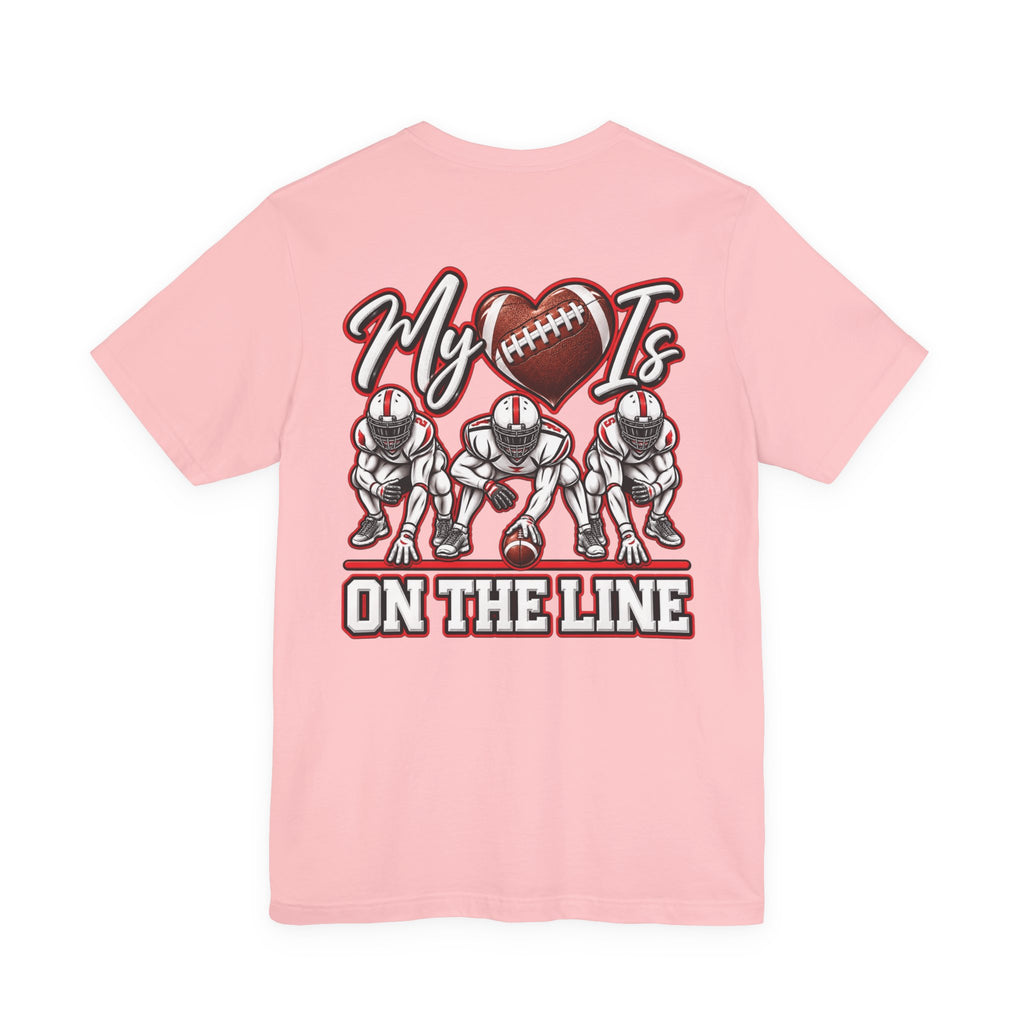 Football Mom T-Shirt — "My Heart Is On The Line" Graphic Tee for Game Day