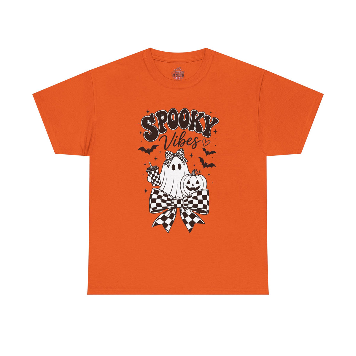 Spooky Vibes Tee — Cute Ghost & Pumpkin Halloween T‑Shirt