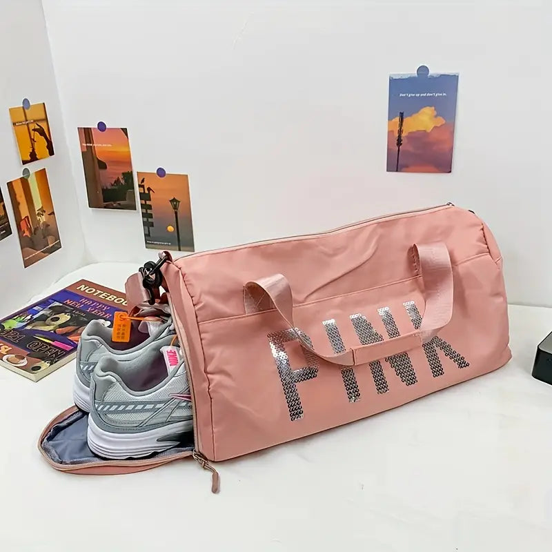 Large Capacity Sequins Decor Travel Duffle Bag