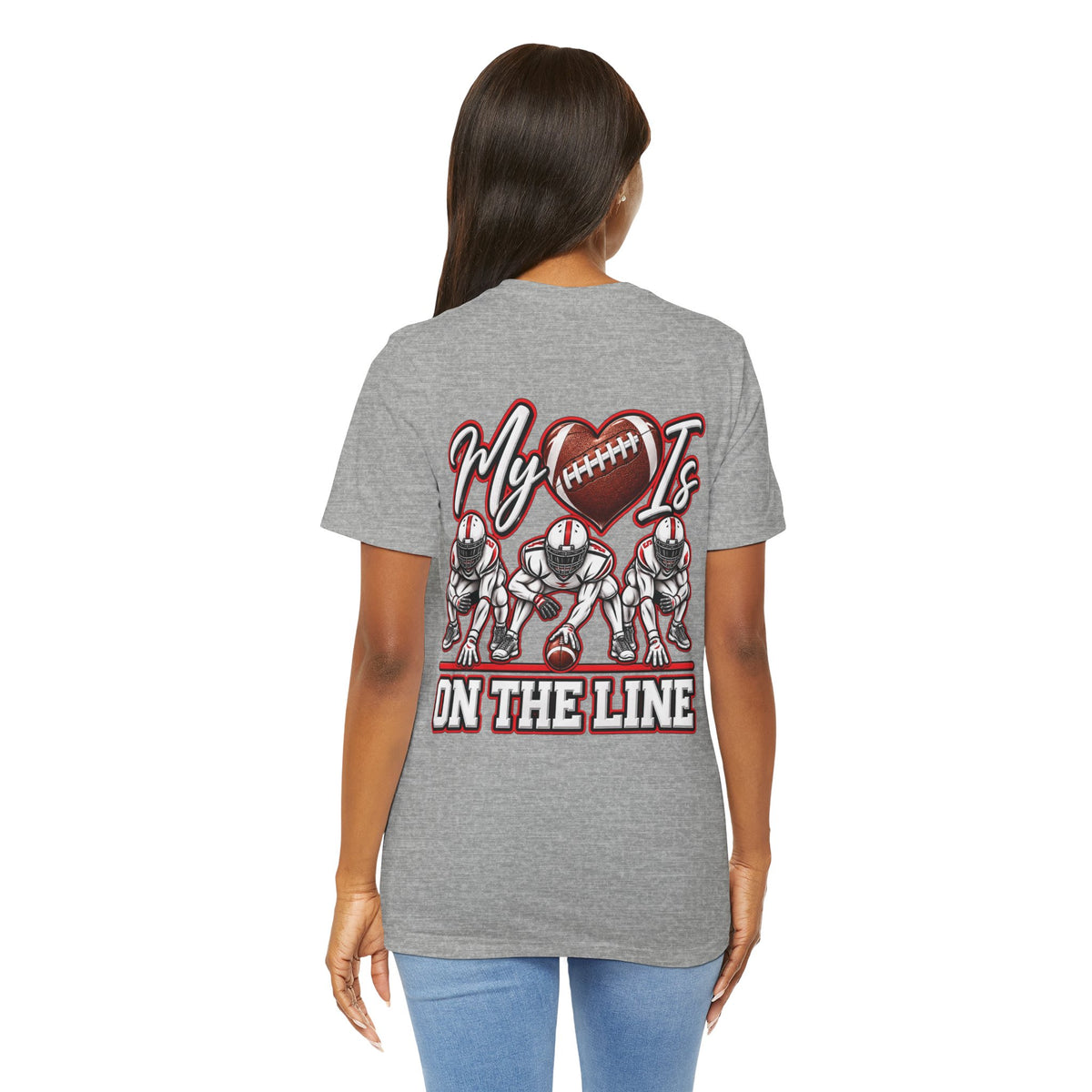Football Mom T-Shirt — "My Heart Is On The Line" Graphic Tee for Game Day