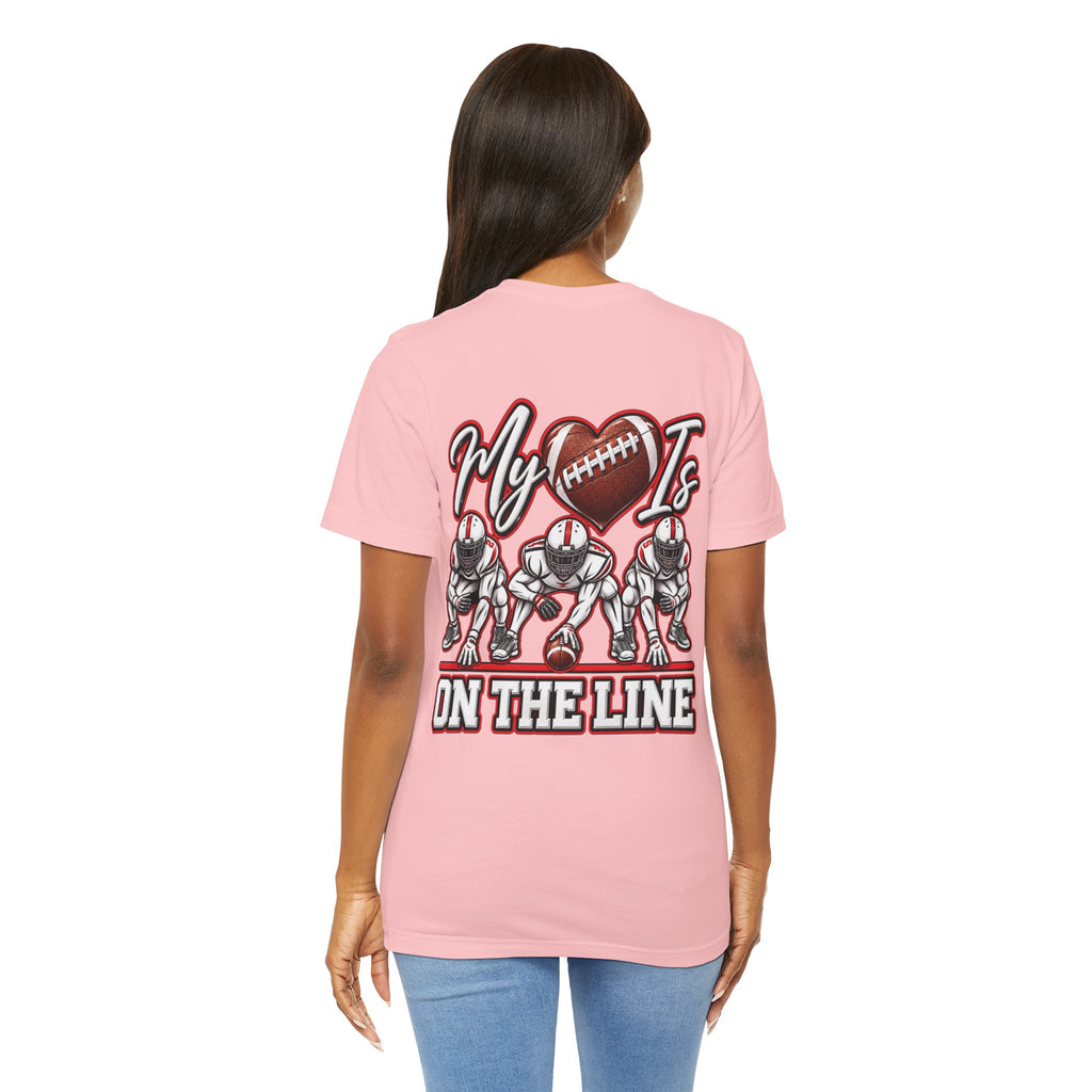 Football Mom T-Shirt — "My Heart Is On The Line" Graphic Tee for Game Day