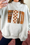 Light Grey WWJD Graphic Mock Neck Oversized Sweatshirt