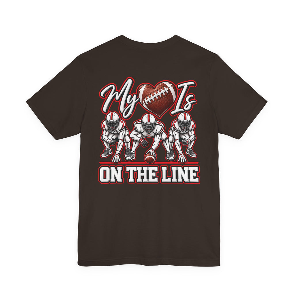 Football Mom T-Shirt — "My Heart Is On The Line" Graphic Tee for Game Day
