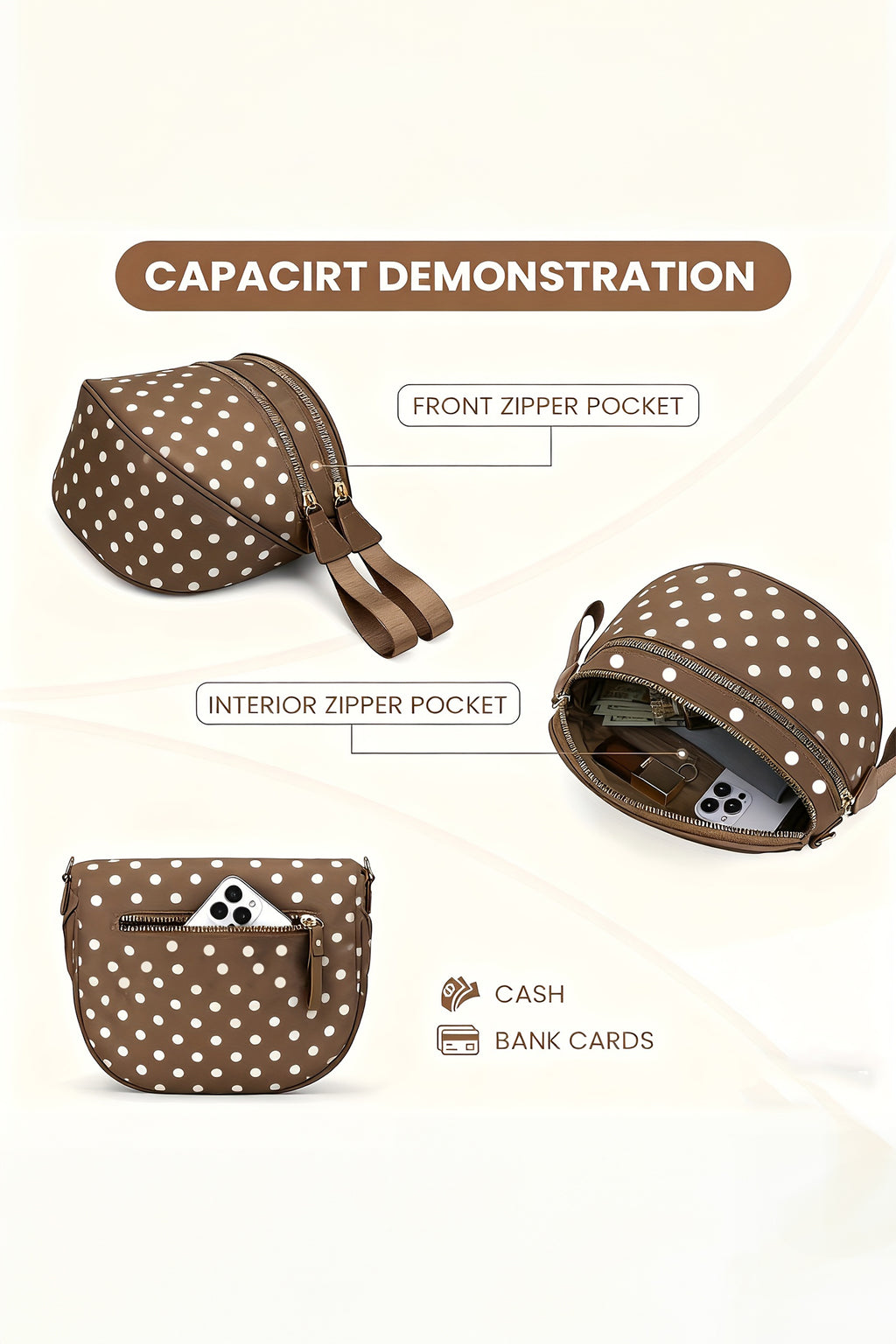 Four Camouflage Print Double Zip Fashion Crossbody Bag