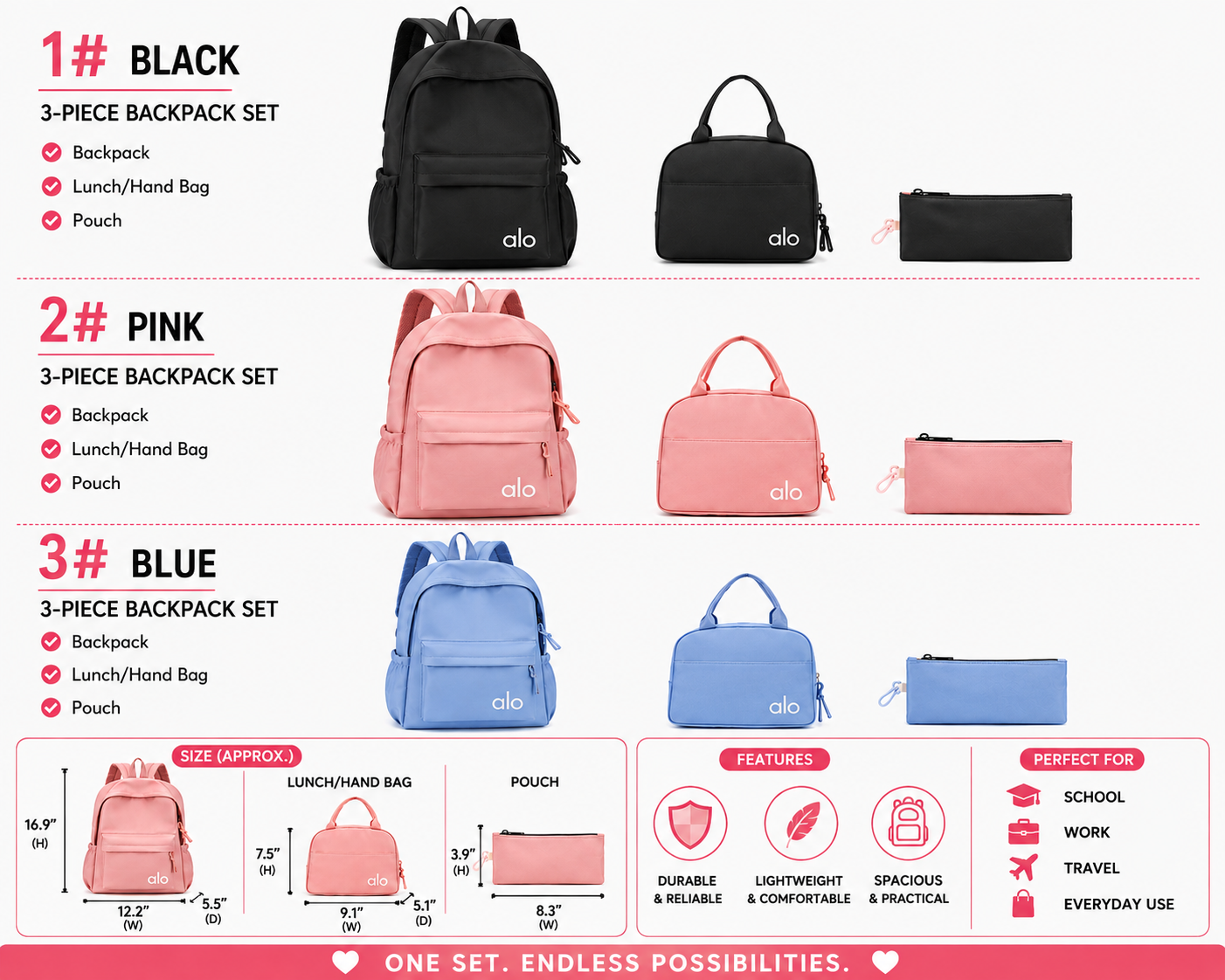 3-Piece Alo Backpack Set