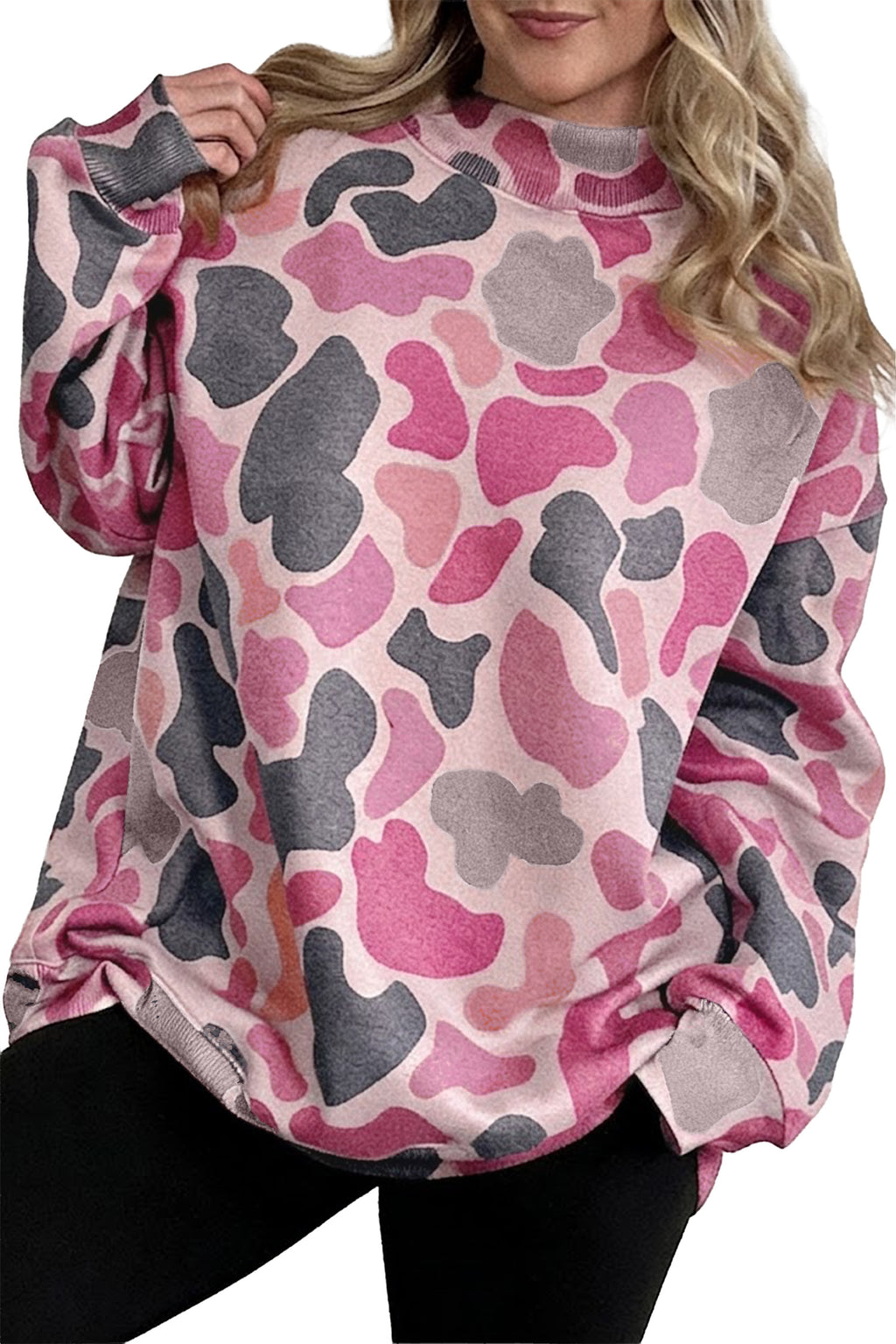 Sky Blue Camouflage Western Style Pullover Sweatshirt
